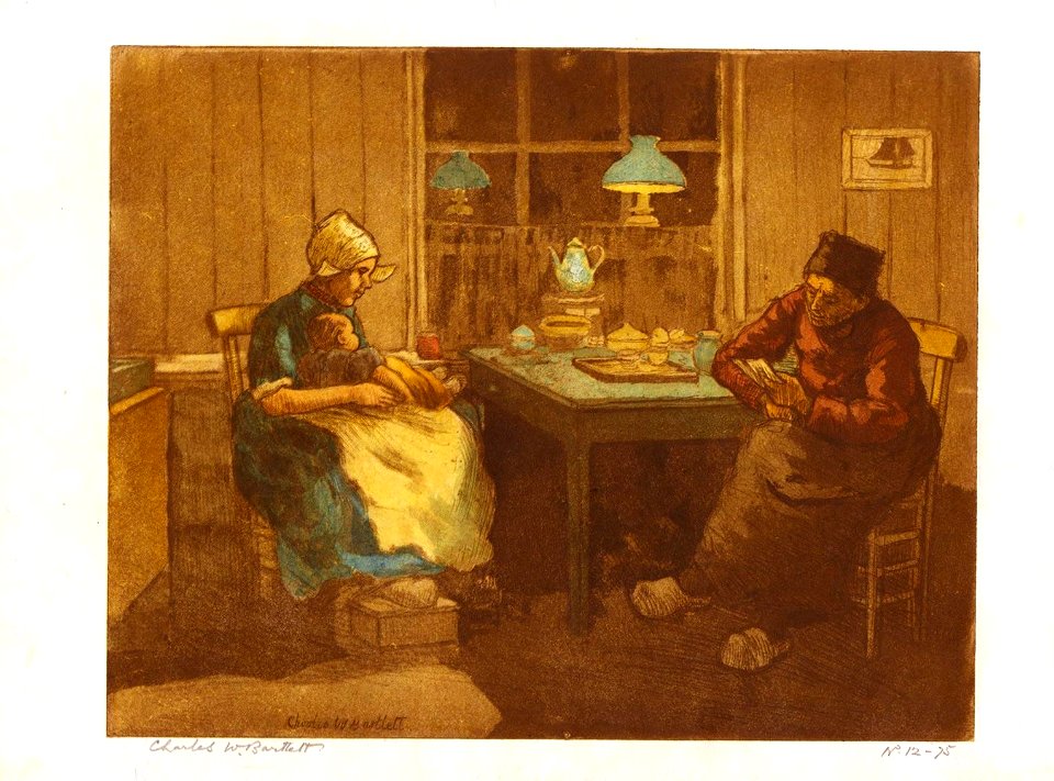The Letter - Dutch Interior by Charles W. Bartlett, c. 1910, etching