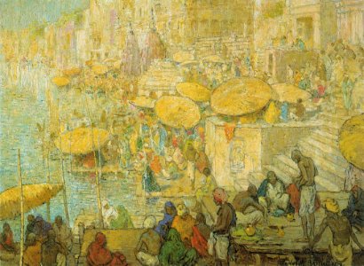 'Benares' (No. 1), oil on canvas painting by Charles W. Bartlett