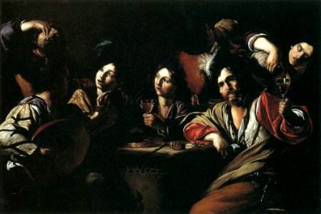 Bartolomeo Manfredi - Tavern Scene with a Lute Player - WGA13929