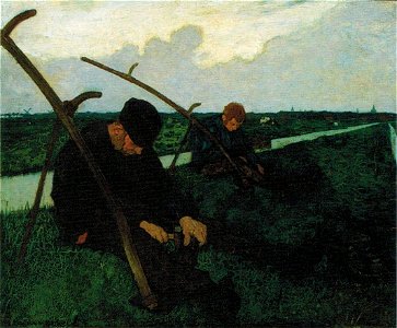 'Scythe Menders, Holland', oil on canvas painting by Charles W. Bartlett, 1912, Honolulu Academy of Arts