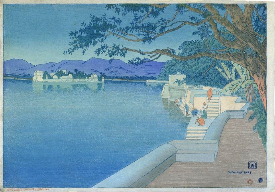 'Udaipur, 1916' woodblock print by Charles Bartlett, 1917
