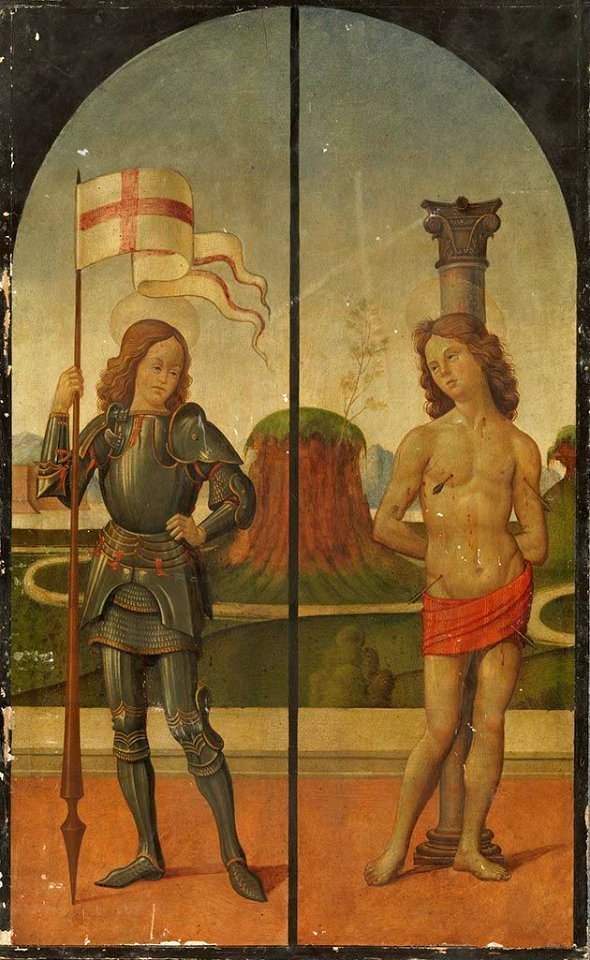 Bartolomeo di Giovanni (Umkreis) - Die hll. Theodor (Georg^) und Sebastian - WAF 544 - Bavarian State Painting Collections