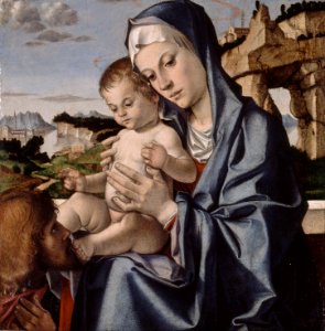 Bartolomeo Montagna - The Virgin and Child with a Saint - Google Art Project. Free illustration for personal and commercial use.