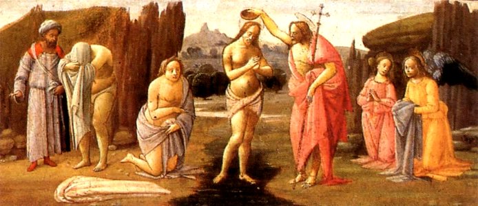 Bartolomeo Di Giovanni - Predella - Baptism of Christ - WGA01349