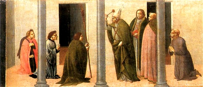 Bartolomeo Di Giovanni - Predella - Consecration of the Church of the Innocents - WGA01350