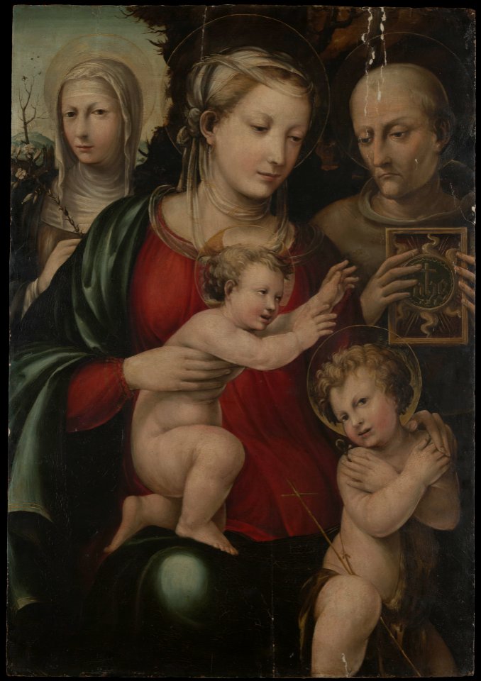Bartolomeo Neroni (Il Riccio) - Virgin and Child with Saints John, Catherine and Bernardino of Siena - 1871.88 - Yale University Art Gallery