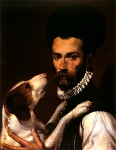 Bartolomeo Passerotti - Portrait of a Man with a Dog (detail) - WGA17076. Free illustration for personal and commercial use.