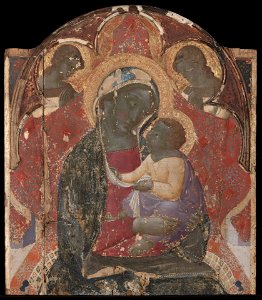 Bartolommeo Bulgarini - Virgin and Child Enthroned with Two Angel - 1943.244 - Yale University Art Gallery. Free illustration for personal and commercial use.