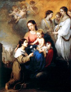 Bartolomé Esteban Perez Murillo - Virgin and Child with St Rosalina of Palermo - WGA16389. Free illustration for personal and commercial use.