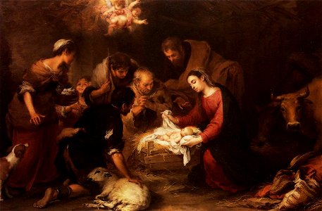 Bartolomé Esteban Perez Murillo - Adoration of the Shepherds - WGA16387. Free illustration for personal and commercial use.