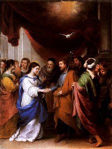 Bartolomé Esteban Perez Murillo - Marriage of the Virgin - WGA16388. Free illustration for personal and commercial use.