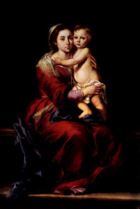 Bartolomé Esteban Perez Murillo - Virgin and Child with a Rosary - WGA16360. Free illustration for personal and commercial use.