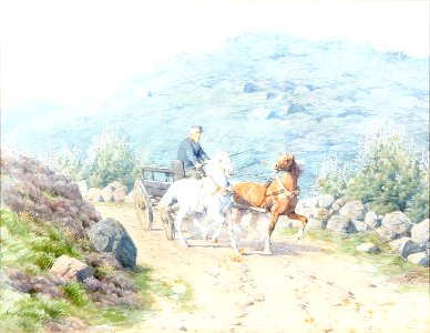 Carl Bartsch - Landskab med hestevogn