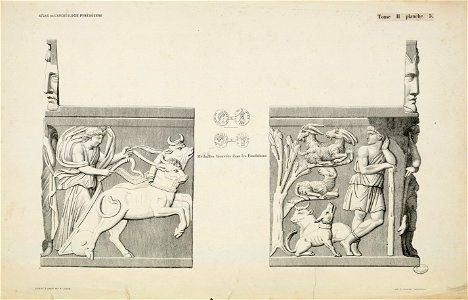 Bas-reliefs de Sarcophage (dont, Médailles trouvées dans les fondations) (Atlas des Monuments mythologiques t. II, pl. 5) - Fonds Ancely - B315556101 A DUMEGE 037