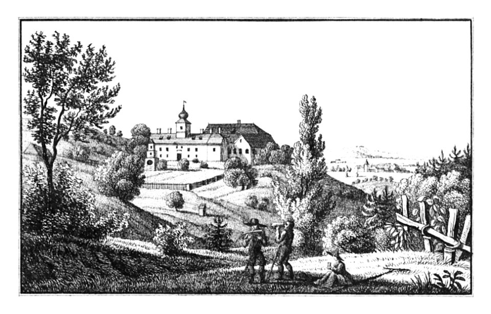 140 Schloß Johnsdorf bei Fehring, Gezeich. v. Mandl, lith. v. Folwarczni - J.F.Kaiser Lithografirte Ansichten der Steiermark 1830