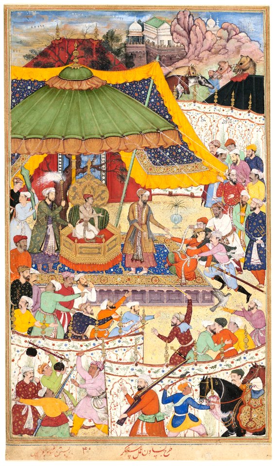 Basawan - The Young Emperor Akbar Arrests the Insolent Shah Abu’l-Maali, page from a manuscript of the Akbarnama - 1919.898 - Art Institute of Chicago