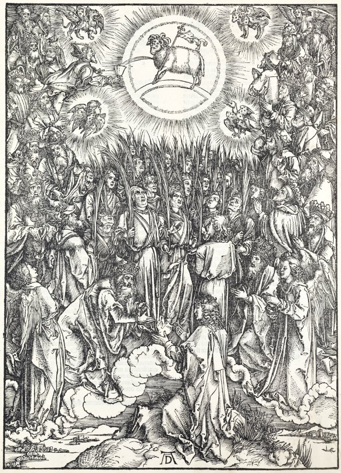 14. Albrecht Dürer, Apokalypsa, XII. Adorace Beránka, Národní galerie v Praze