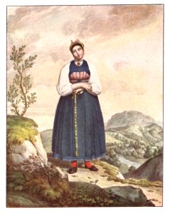 141 Eine Bauerns Tochter im Festgewande aus der Gegend um Oberburg, Aquarell von Karl Ruß (1811)