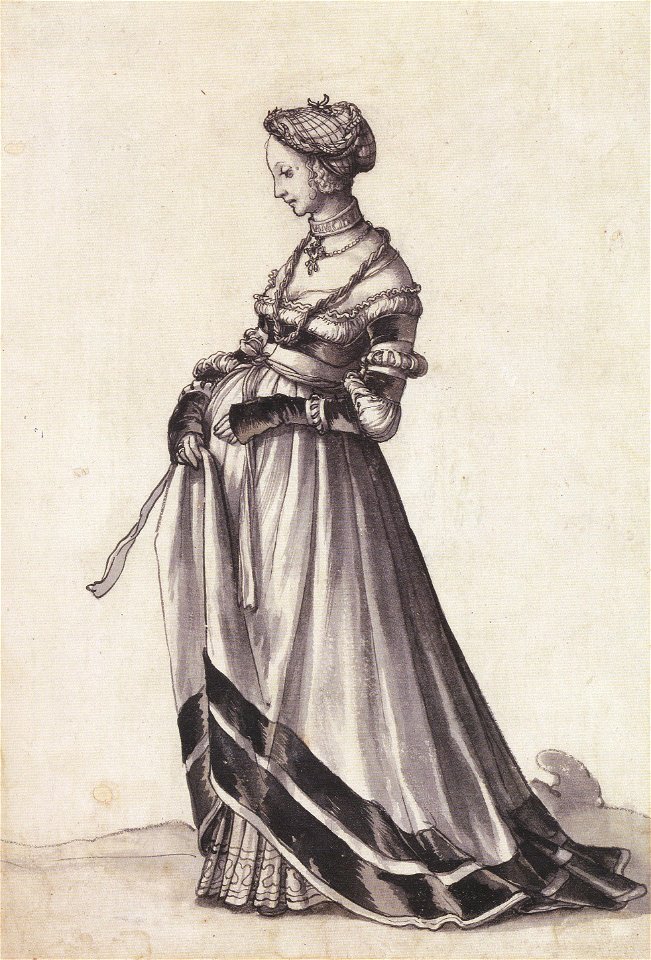 Basel Woman Walking towards the Left, Costume Study by Hans Holbein the Younger