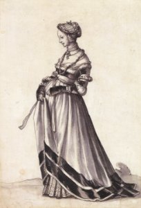 Basel Woman Walking towards the Left, Costume Study by Hans Holbein the Younger