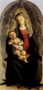 Botticelli, madonna in gloria di serafini. Free illustration for personal and commercial use.