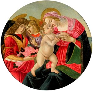Botticelli Madonna and Child with angels. Free illustration for personal and commercial use.