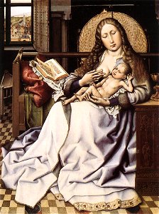 Robert Campin - The Virgin and Child before a Firescreen - WGA14406. Free illustration for personal and commercial use.