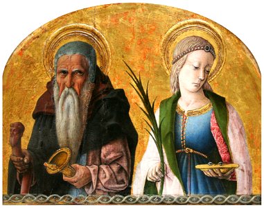 Crivelli Saints Anthony and Lucia. Free illustration for personal and commercial use.