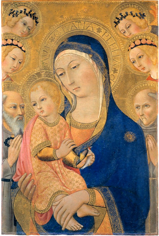 Madonna and Child with Saint Jerome, Saint Bernardino, and Four Angels Sano di Pietro