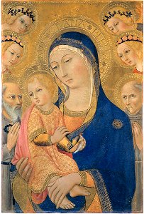 Madonna and Child with Saint Jerome, Saint Bernardino, and Four Angels Sano di Pietro. Free illustration for personal and commercial use.