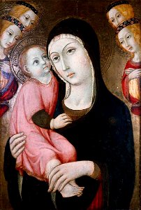 Sano di Pietro - Virgin and Child with Four Angels - WGA20782. Free illustration for personal and commercial use.