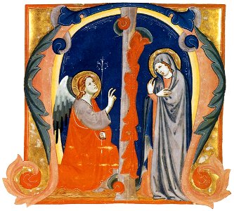 14th-century painters - The Annunciation in an Initial M - WGA15972