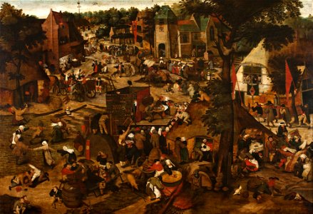 Pieter Brueghel (II) - Fair with a theatrical presentation
