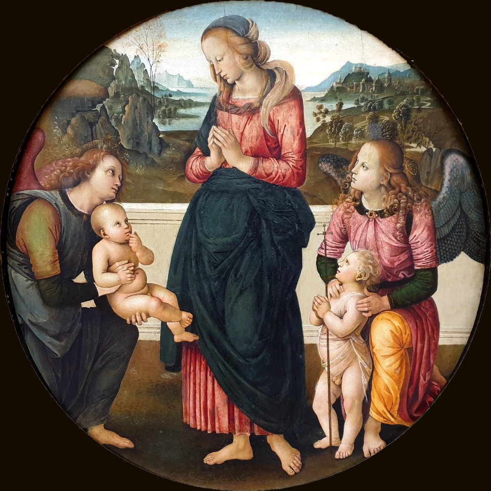 1500 Perugino Maria mit dem Johannesknaben und zwei Engeln Gemäldegalerie Kat.Nr. 138 anagoria