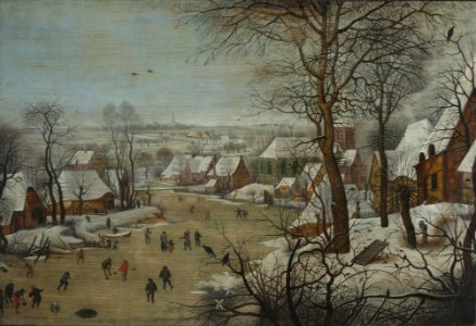 Pieter Brueghel (II) - Winter landscape with a river. Free illustration for personal and commercial use.