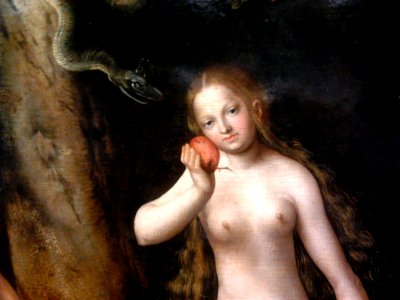 Cranach Adam and Eve (detail) 3. Free illustration for personal and commercial use.