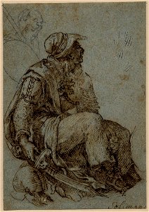 Pieter Coeck van Aelst - A seated oriental soldier