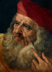 Frans Floris - Head of a bearded man in a red hat. Free illustration for personal and commercial use.