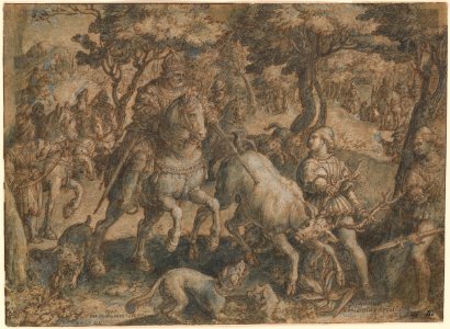 Stradanus - Emperor Frederick Barbarossa on a Stag Hunt