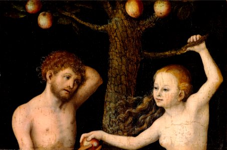 Cranach Adam and Eve. Free illustration for personal and commercial use.