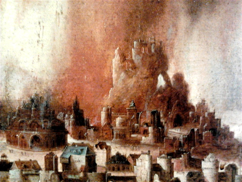 Bles Landscape with Sodom on fire (detail)