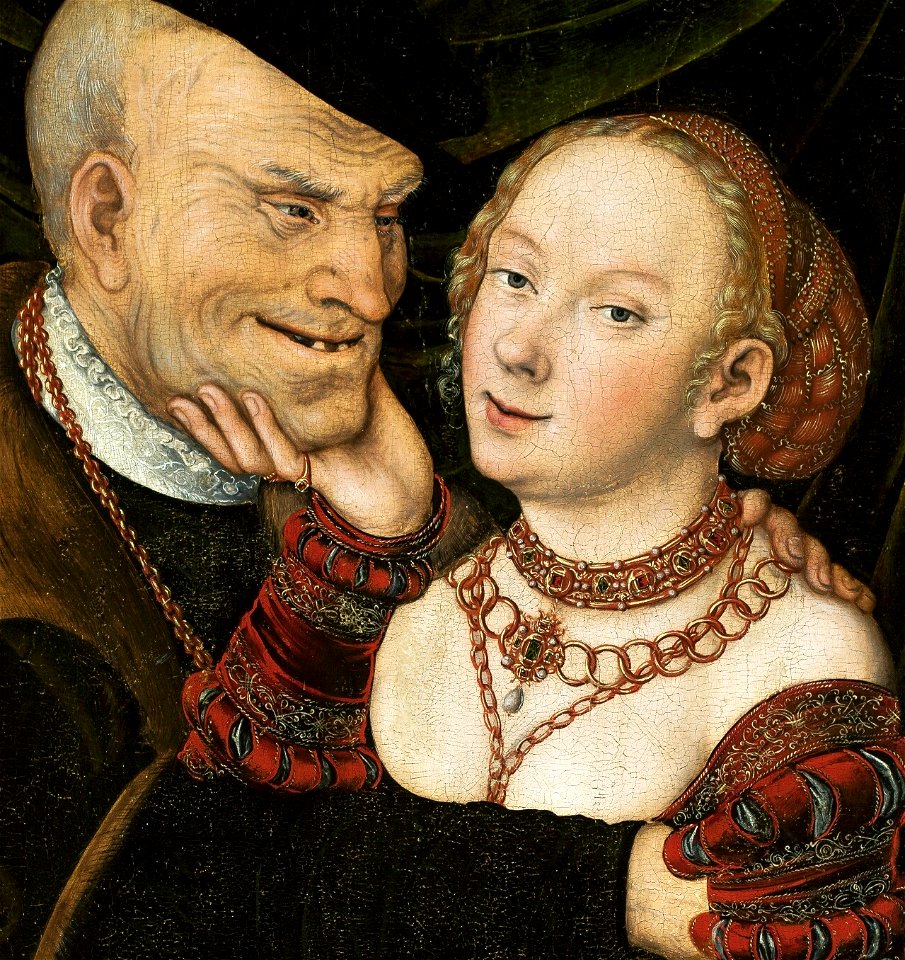 Cranach Ill-matched couple (detail)