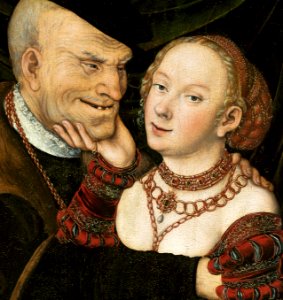 Cranach Ill-matched couple (detail)