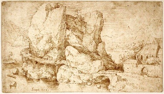 Bruegel the Elder Landscape with rocky island