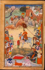 1561-Adham Khan pays homage to Akbar at Sarangpur-Akbarnama
