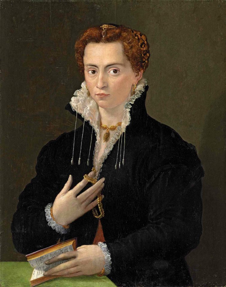 Florentine School Portrait of a Lady in Black with a Book