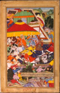 1572-The Wounding of Khan Kilan by a Rajput during his march-Akbarnama
