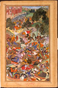 1573-The Battle Between the Imperial Army and Muhammad Husain Mirza near Ahmadabad-Akbarnama