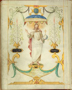 Joris Hoefnagel - Standing and Blessing Christ (Via, Veritas et Vita, Lux Mundi)