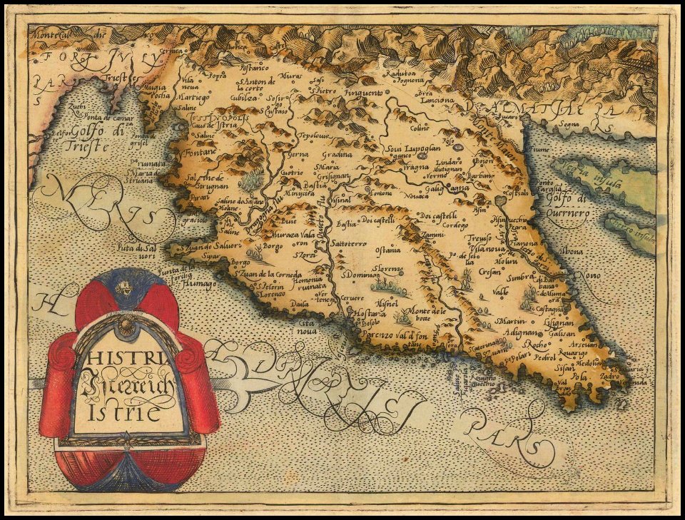 1579 map of Istria by Johannes Matalius Metellus